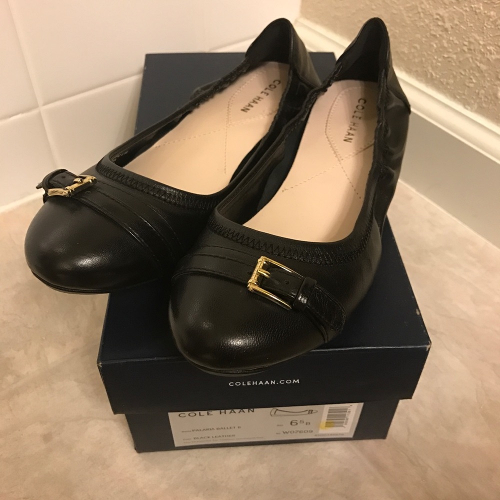 NWB Cole Haan Black Leather Flat Size 6.5